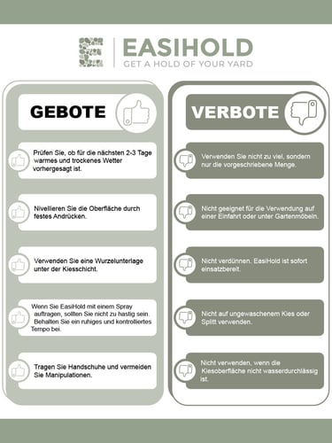 Easihold Gebote und Verbote